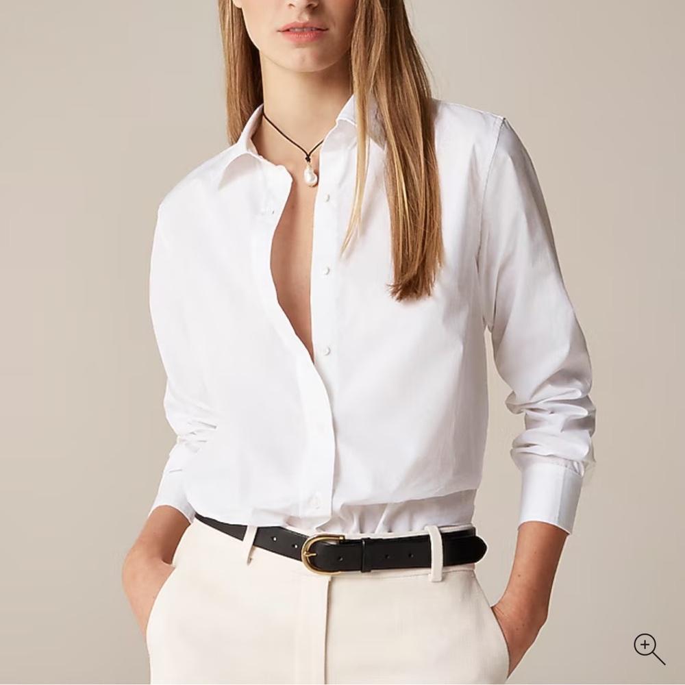 NWT J Crew Petite Jules classic-fit shirt in cotton poplin, size 2P White